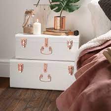 Beautify Set Of 2 Vintage Style Steel Bedroom Storage Trunks Blush Pink Rose Gold Amazon Co Uk Kitc Rose Gold Bedroom Gold Bedroom Home Decor Accessories