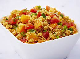 Toss roasted pumpkin and cauliflower, rocket, almonds and feta through the couscous, and divide among 4 serving bowls. Pumpkin And Couscous Salad Pmfresh