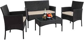 Amazon Com Vnewone Outdoor Patio Furniture Sets 4 Pieces Patio Set Rattan Cha In 2020 Outdoor Patio Furniture Sets Patio Furniture Conversation Sets Balcony Furniture
