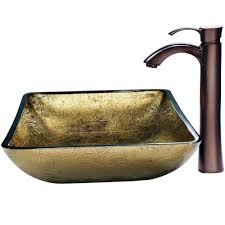 We have had oil rubbed bronze finished faucets throughout our victorian home for more than 11 years. Vigo Rectangular Copper Glass Vessel Sink And Faucet Set In Oil Rubbed Bronze Free Shipping Modern Bathroom