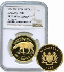For Auction Malaysia Gold Malayan Tapir 1976 Rm500 Ngc Pf70 Ultra 0023 On Apr 04 2020 Monetarium 15k Mynt