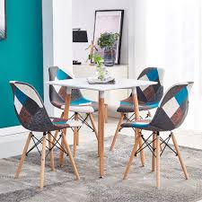 Browse our selection of furniture for small spaces that adds major style to any room. Huisen Furniture Small Dining Table And Patchwork Chairs Set Of 4 5 Pieces Kitchen White Wooden Dining Room Table With 4 Fabric Colorful Chairs For Small Apartment Buy Online In Japan At