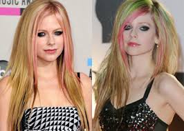 Thick black eyeliner, neutral lips, and matte foundation. Green Hair Avril S Blonde Moment Pout Perfection
