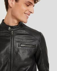 Mens Wallace Black Racer Leather Jacket