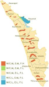 Kerala shares its boundaries with tamilnadu in the south and east and karnataka in the north and east. Hazard Map Of Kerala Mapsof Net