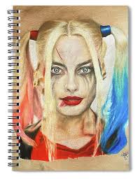 Harley Quinn Margot Robbie Spiral Notebook by Robert McClain III