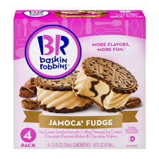 Baskin Robbins Ice Cream Sandwich Jamoca Fudge 4 Pk 3 5