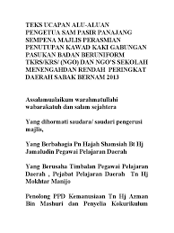 Teks Ucapan Aluan Pengetua Sampp Penutup Kawad