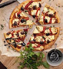 Haloumi Olive Roast Capsicum Pizza Recipe Mainland Recipe Eat Pizza Recipes Homemade Pizza