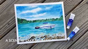 Watercolor painting is delicate and abstract. Watercolor Painting Simple And Easy Lake Scene Youtube