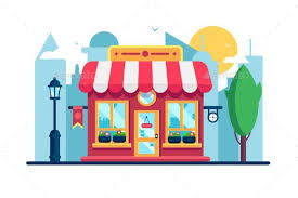 Supermarket Shop Building In Modern City Street Buildings Objects Ilustrator Desain Karakter Desain Logo