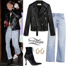 17 best leather jackets for women to buy. Hailey Baldwin Leather Jacket Oversized Jeans Steal Her Style