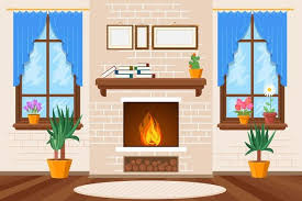 In the process of removing the wall, chip gaines found the original fireplace underneath, and decided to keep it as a unique design element. Free Vector Home Living Room Apartment Hall Empty Interior 3d Realistic Background With White Curtain On Large Window Blue Wall Parquet Or Laminate Floor Group Of Flowerpots With Green Plants Illustration