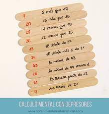 Cada juego es un rompecabezas basado en lógica numérica. Calculo Mental Con Depresores Aprendiendo Matematicas