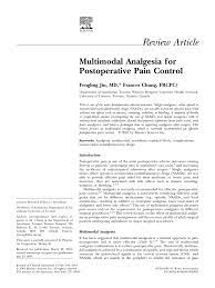 Pdf Multimodal Analgesia For Postoperative Pain Control 1 1 This Paper Is Partially Sponsored By Pharmacia Corporation Skokie Il