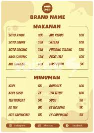 Banner usaha makanan dan minuman yang dapat mendatangkan tindakan pelanggan. Eps Download Daftar Menu Simple Untuk Kedai Rumah Makan Di Soizee
