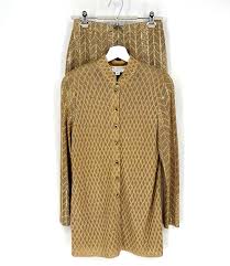 St John Evening by Marie Grey Sz 4 Sparkle Gold Skirt & Long Jacket Suit  Set