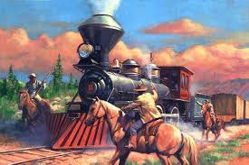 Train Robbery Oil 32x21 Western Art Fujiwara Western Art Art West Art