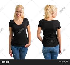 Available in a range of colours and styles for men, women, and everyone. Woman Black V Neck T Image Photo Free Trial Bigstock