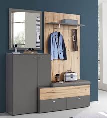 Sicher & bequem online bestellen. Garderobe Flurgarderobe Set 4 Teilig Wolfram Grau Planked Eiche Modern 59074519 Ebay