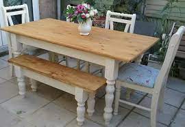 Shabby Chic Solid Pine Farmhouse Table 4 Chairs And Bench Cream United Kingdom Gumtree Decoracion Rustica Para El Hogar Hogar Mesa Rustica
