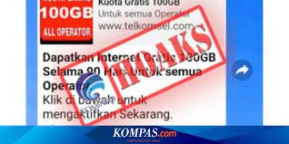 Cara mendapatkan kuota gratis telkomsel, 3, indosat, dan xl di android menjadi salah satu yang paling dicari pada tahun 2020 ini. Hoaks Kuota Data Gratis 100 Gb Beredar Di Whatsapp Halaman All Kompas Com