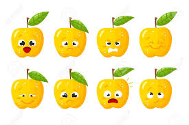 Apple logo beats 1 logo new emojis from emoji 13.1 are now available in ios 14.5. Yellow Apple Fruit Cute Vector Character Set In Various Action Royalty Free Cliparts Vectors And Stock Illustration Image 138441077