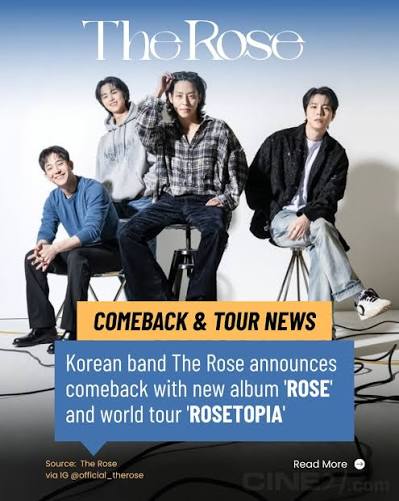 Korean band The Rose recently announced their comeback with new album 'ROSE'  and tour 'ROSETOPIA' through their Instagram account @official_therose 🥀🥳 The  Rose will also release the single 'Blue Moon' on April