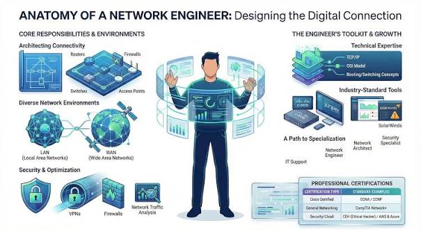 A Network Engineer is a professional who designs, builds, manages, and secures computer networks so that data, voice, and video can flow smoothly between devices and locations. 🔧 What Does a Network