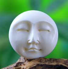 30mm Moon Face Cabochon Closed Eyes Pendant and Bracelet Setting, Carved  Bone Meditation Jewelry Accessories