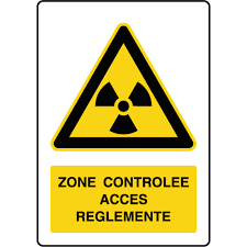 Radioactive decontamination products in controlled areas. Panneau De Danger Vertical Zone Controlee Virages