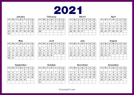 This free 2021 calendar in landscape layout is free for download in microsoft word document format. 2021 Calendar Printable Free Hd Purple Calendarp Printable Free Calendars