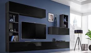 Point s'adaptera parfaitement aux en achetant point meuble tv noir mat / noir brillant, vous changerez votre salon d'une manière extraordinaire. Meuble Tv Mural Noir Brescia House And Garden