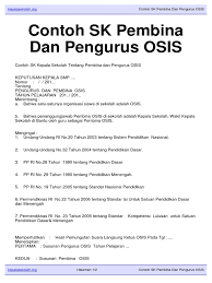 Untuk beberapa proses pergantian pengurus dari osis setiap tahunnya maka sobat kosngosan membutuhkan pelantikan struktur anggota baru. Contoh Sk Pembina Dan Pengurus Osis