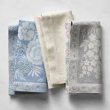 I have a certifiable obsession with pretty linens. Vintage Floral Jacquard Cloth Napkins Williams Sonoma