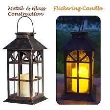Amazon Com Solar Lantern Outdoor Classic Decor Bronze Antique Metal And Glass Construction Missi Solar Hanging Lanterns Solar Powered Lanterns Solar Lanterns