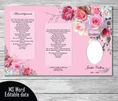 17 X 11 Printable Tri Fold Memorial Program Printable Etsy Funeral Program Template Funeral Programs Memorial Program