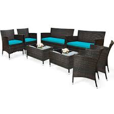Discover sofa tables on amazon.com at a great price. Costway 2hw63214tu 8pcs Rattan Patio Furniture Set Cushioned Sofa Chair Coffee Table Turquoise