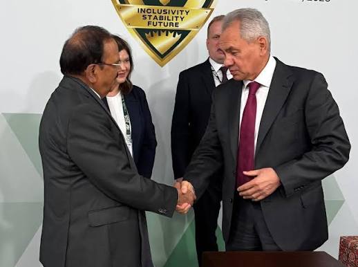 NSA Ajit Doval met Sergei Shoigu, Secretary of the Russian Security  Council, on the sidelines of the first International Security Forum in  Moscow. The two leaders reviewed bilateral cooperation in defence, security,