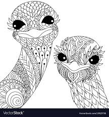 Two Ostriches Vector Image On Vectorstock Animal Coloring Pages Cute Coloring Pages Mandala Coloring
