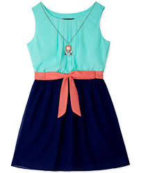 Bcx Girls Plus Sleeveless Contrast Sash Dress With Necklace Kids Baby Macy S Kids Fashion Dress Girls Fashion Clothes Kids Frocks Design