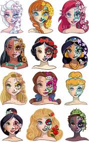 Sugar Skull Disney Princess Day Of The Dead Sticker Wall Deco Lot Dds Dessin Kawaii Princesse Dessins Disney Dessin Kawaii