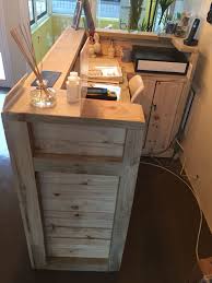 Reception Desk Made From Palettes Beauty Salon Decor Hair Salon Decor Salon Decor