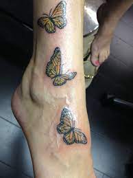 3 Monarch Butterflies With My Kids Initials Initial Tattoo Kids Initial Tattoos Diy Tattoo Permanent