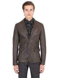 Trussardi Textured Nappa Leather Jacket Brown Modesens Leather Jacket Jackets Leather