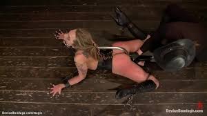 Shackled blonde Dahlia Sky - Ass hooked tied to hair and fisted