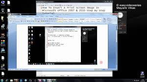 How To Insert A Print Screen In Microsoft Office 2007 2010 Step By Step Tutorial Youtube
