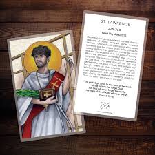St. Lawrence Patron of Deacons Large Prayer Card