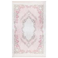 Merkoya teppich (160 x 230 cm), rosa. Waschbarer Teppich Rosa Vintage Blumenmuster M2920 160x230