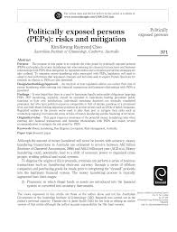 Pdf Politically Exposed Persons Peps Risks And Mitigation